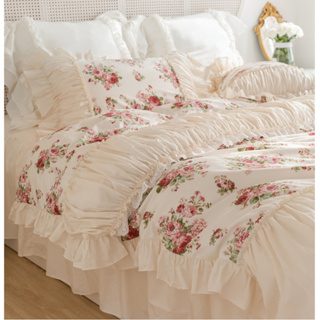 現貨優選 法式浪漫主義四件組 玫瑰印花純棉被套 床裙 床單 床罩組 雙人床單 加大雙人 特大雙人床單組 床包組 雙人床包