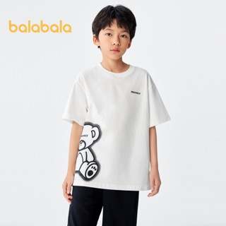 Balabala兒童短袖t恤男女童2024夏季新款童裝親子熊寶寶打底衫