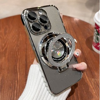 適用於 Iphone 15 14 13 12 11 Pro Max 保護套的閃光磁性手機支架保護套