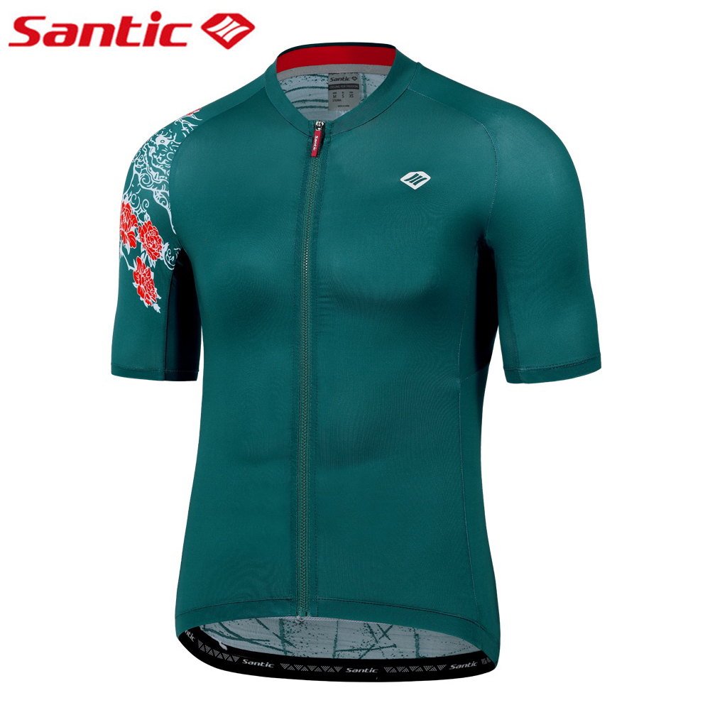 Santic 男士騎行服短袖速乾透氣山地自行車公路自行車上衣