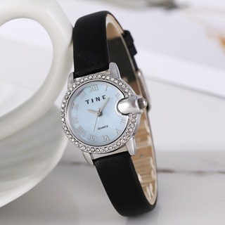 珍珠貝錶盤石英女士手錶創意款皮帶手錶女學生手錶