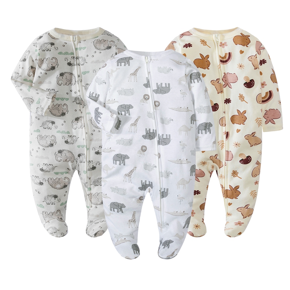 嬰兒連身衣 - 男孩和新生兒 1 向拉鍊棉質連身衣