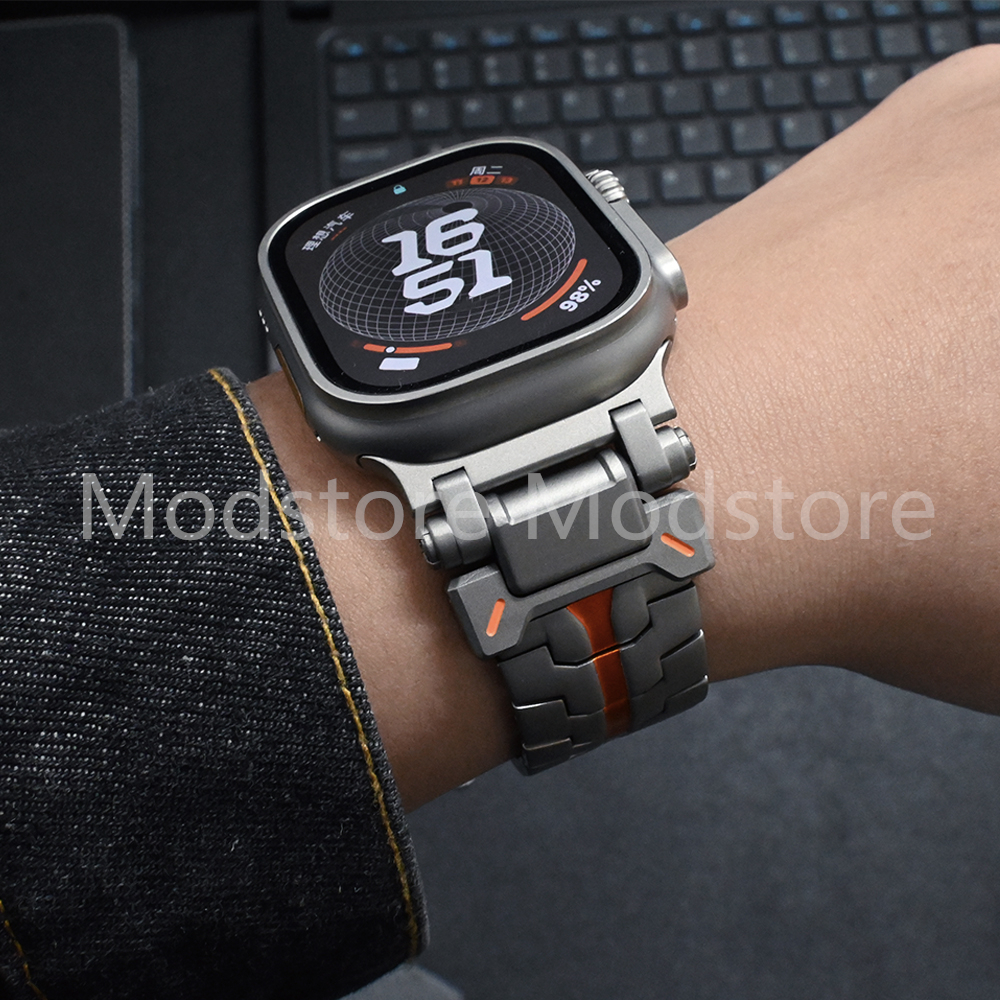 鋼鐵俠不鏽鋼錶帶 適用Apple Watch Ultra 2 49mm 45mm 42mm 改裝連接器 精鋼錶帶