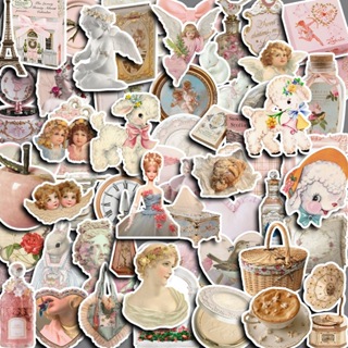 美式復古粉色系60枚人物頭像手賬貼紙卡通可愛塗鴉