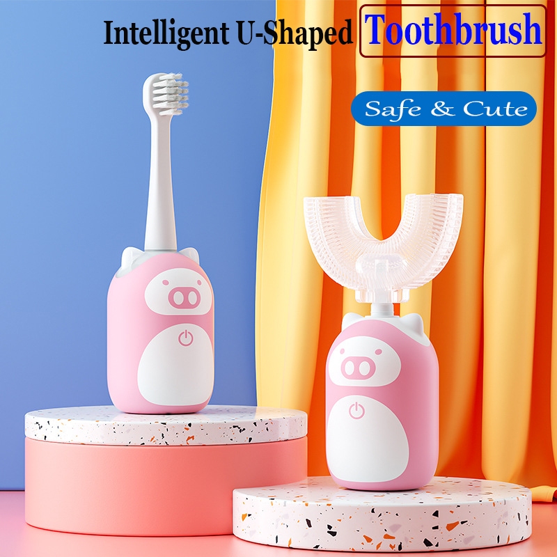 新款u型矽膠電動牙刷兒童6速全自動充電2-12歲寶寶牙刷工具