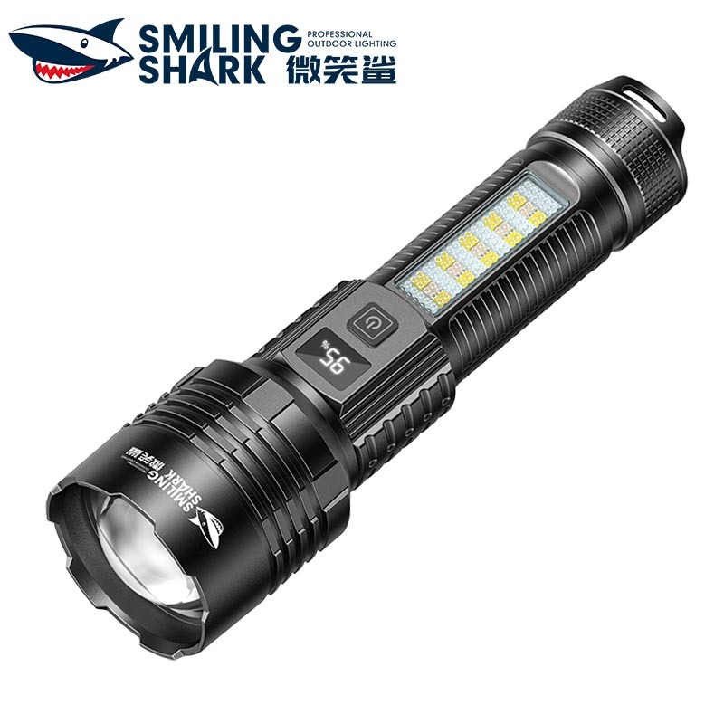 微笑鯊正品 SD7168 led強光手電筒 M60 6000lm 7檔帶紅側燈 Type-C帶電顯 千米遠射戶外露營家用