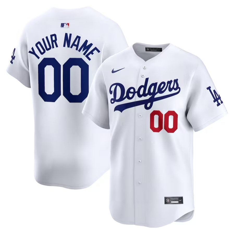 男式 MLB 洛杉磯道奇隊白色主場棒球定制球衣