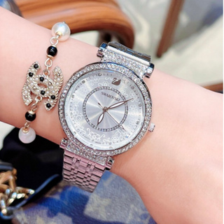 施華洛世奇手錶原裝 100% 女士手錶寶石石英手錶時尚休閒防水手錶