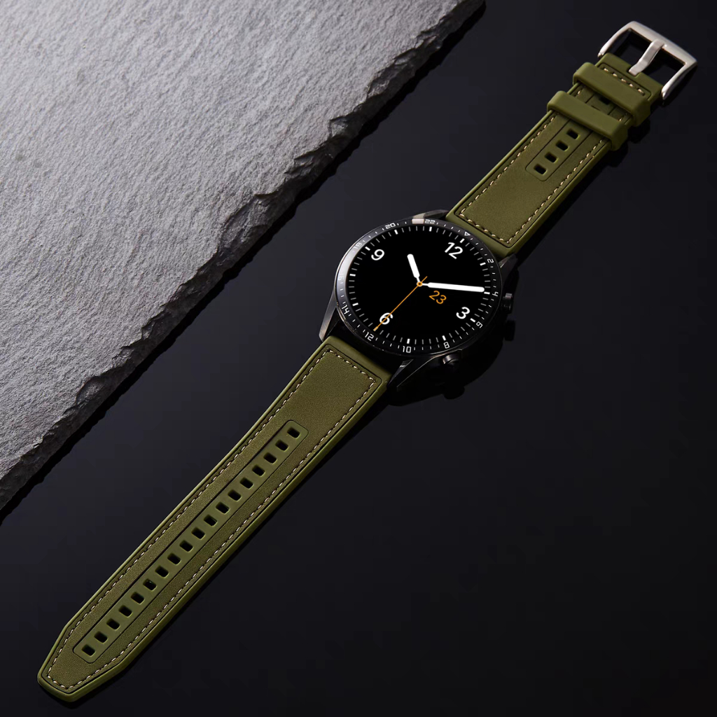 適用22mm華為手錶gt4瘋馬紋GT3pro真皮矽膠gt2錶帶watch3/4pro金屬扣20mm錶帶