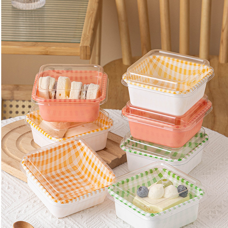 【現貨】【三明治包裝盒】提拉米蘇 盒子 蛋糕 包裝盒 三明治 格紋 甜品烘焙 一次性 野餐 便當 打包盒
