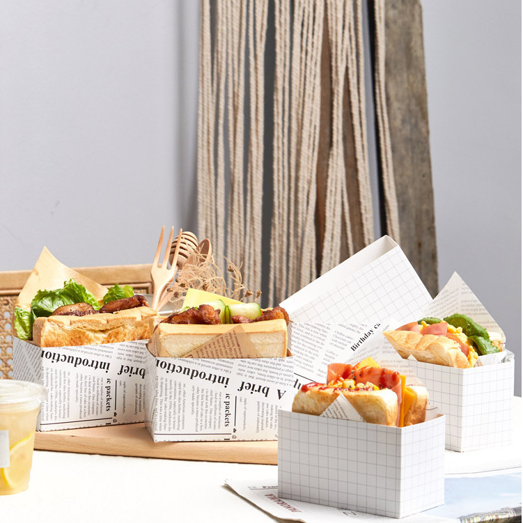 【現貨】【三明治包裝盒】韓國網紅 同款 三明治 包裝盒 滑蛋 厚蛋 燒吐司 紙託 漢堡 早餐 一次性 紙盒