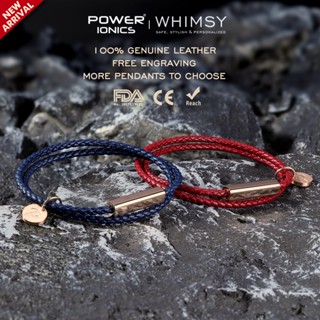 power ionics whimsy 奇思新品 us.fda安全註冊男女士真皮編織配飾手鍊紀念禮物免費定制雕刻