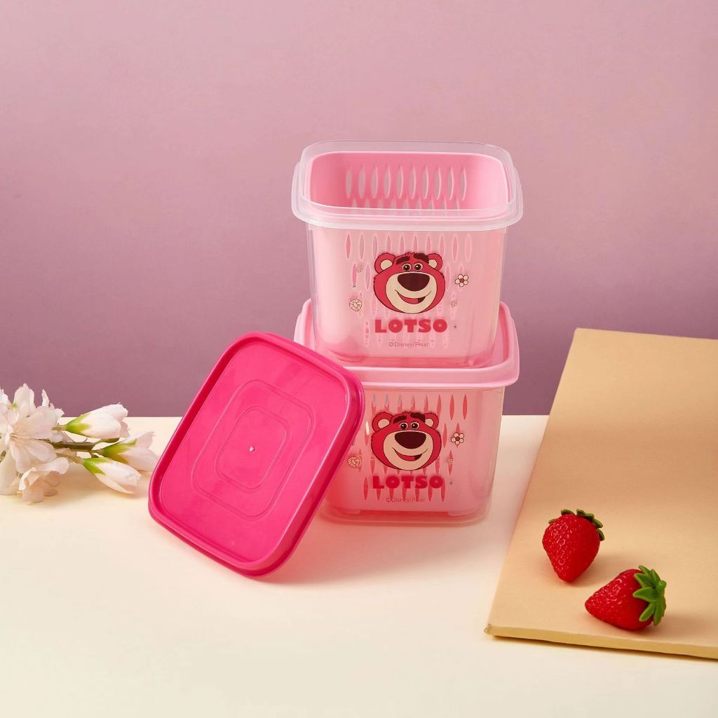 水果瀝水盒 草莓熊雙層果蔬籃 兒童水果盒