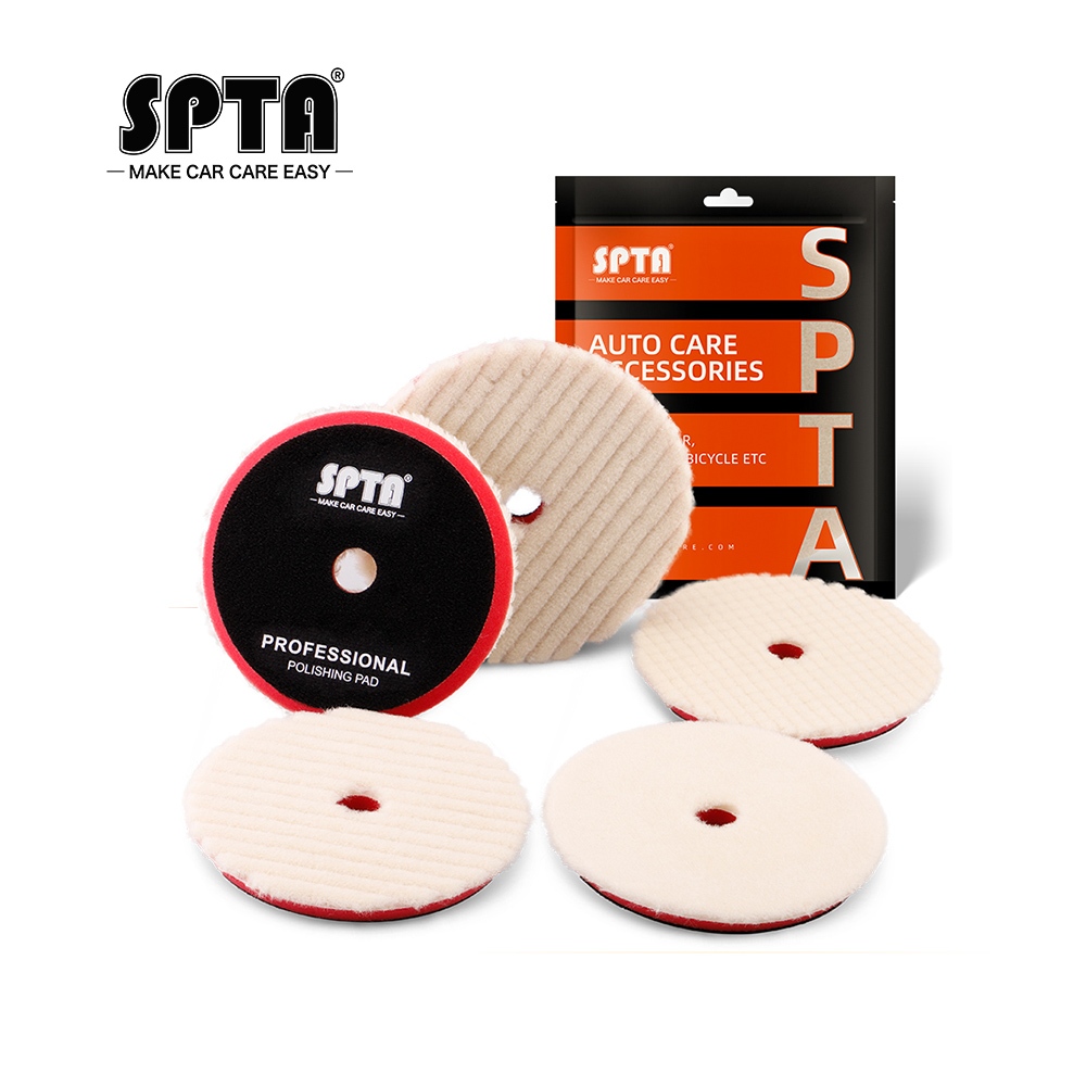 Spta 3"(80mm)/5"(125mm)/6"(150mm) 汽車羊毛拋光墊用於 DA/RO 汽車拋光機的羊毛拋光