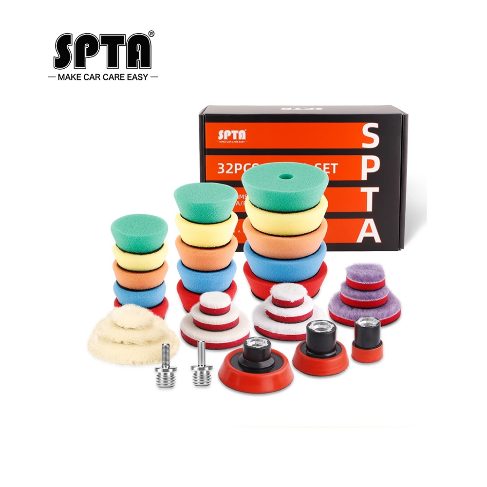 Spta 1/2 英寸蠟海綿細節拋光墊羊毛墊拋光工具系統適用於 DA / RO 拋光機