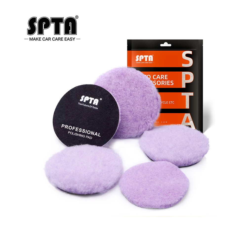 (單賣)SPTA 3"/5"/6" 紫色羊毛墊高密度羔羊羊毛拋光拋光墊用於汽車拋光機
