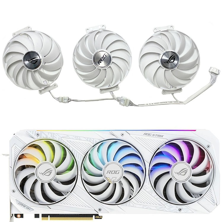 95mm 顯卡冷卻風扇顯卡更換零件適用於華碩 RTX3070 3080 3090 ROG STRIX 白色