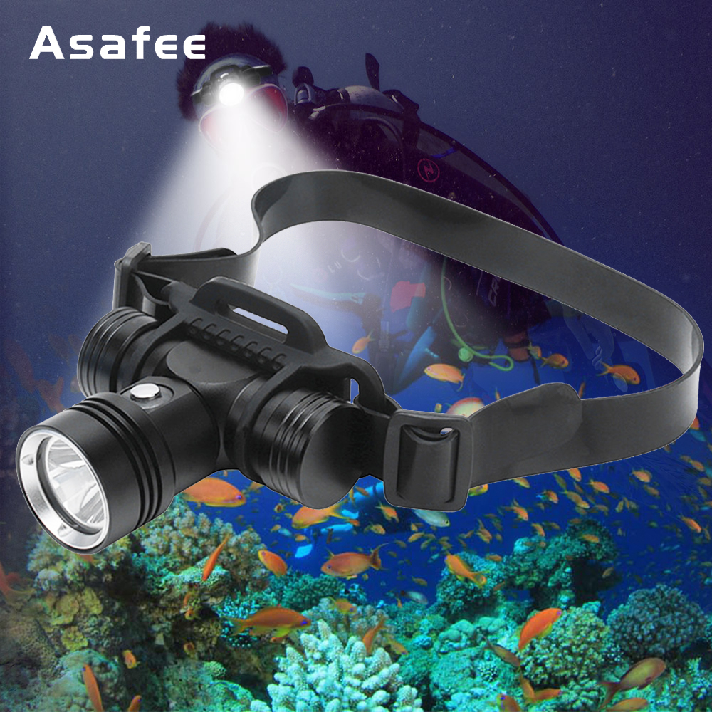 Asafee DH01 潛水頭燈 XML L2 Led Scuba 100M 水下潛水頭燈白光 1000LM Scuba