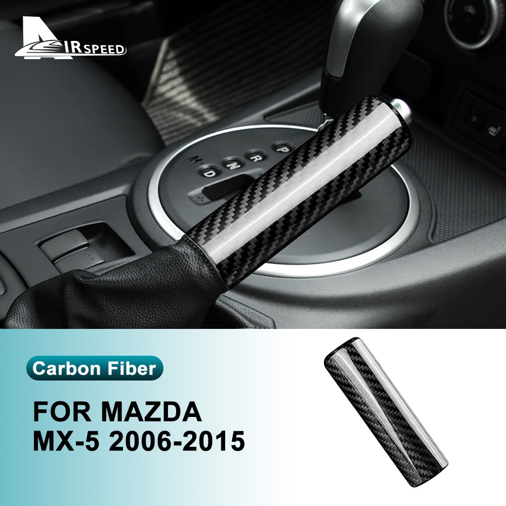 MAZDA 適用於馬自達 MX-5 2006-2015 真正碳纖維 1PCS 手剎罩換檔旋鈕換檔罩汽車配件