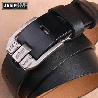 JEEP SPIRIT 1941 ESTD 時尚男士休閒真皮腰帶高品質牛皮復古針扣腰帶牛仔褲男士設計棕色腰帶 3.8 釐
