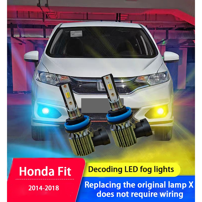 HONDA 2 件 H11 霧燈適用於本田飛度 2014-2018 超亮霧燈 H11 LED 前霧燈金燈/白色/藍色