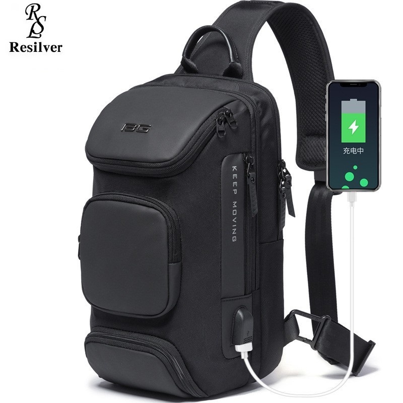 途亦 新款 韓版時尚胸包 大容量單肩包 運動旅行包 休閑側背包 防水材質 9.7筆電包 USB充電胸包