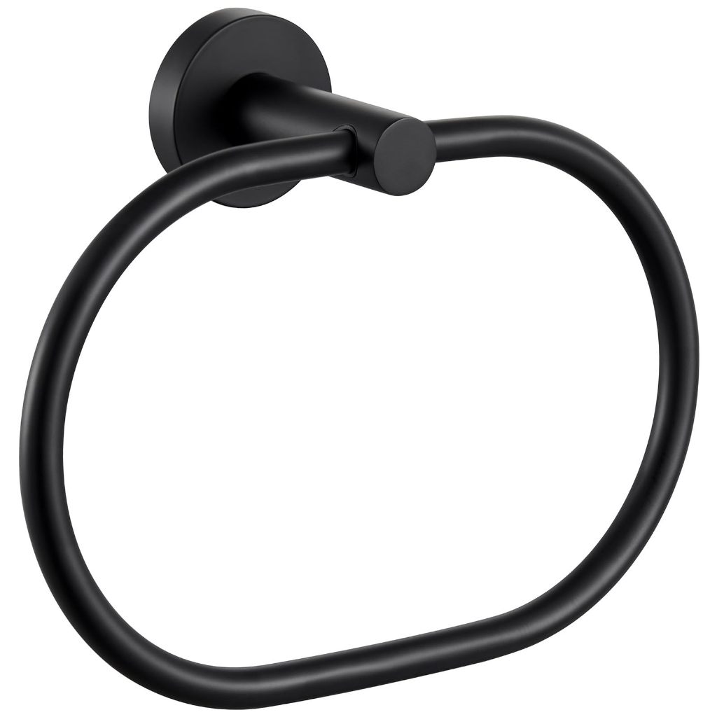 [Genado] Sus304 不銹鋼浴巾架 - 橢圓形壁掛式浴室洗手間毛巾環 (黑色)
