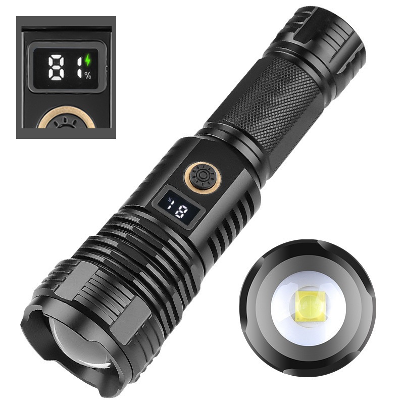 強光 XHP70 LED手電筒伸縮變焦支持輸入/輸出18650 26650電池1500LM戶外手電筒