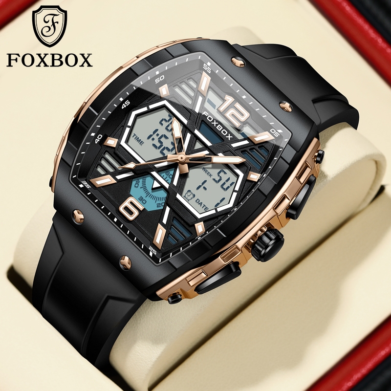 LIGE 原創時尚手錶男士品牌商務運動手錶計時碼表石英軍用防水矽膠錶帶手錶