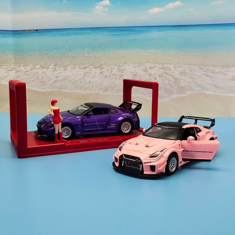 日產模型車 1:32 gtr-sr2c模型 改裝模型車 賽車模型 合金玩具車 迴力車玩具 聲光玩具車 禮物