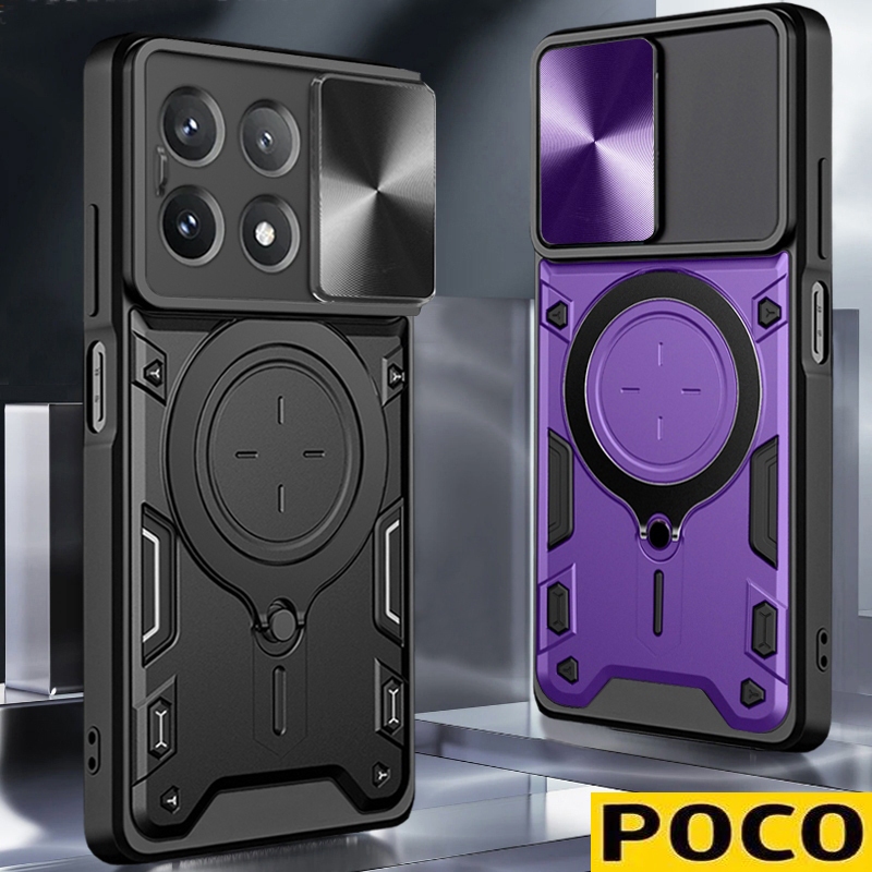 Poco X5 Pro Poco F5 Pro X4 Pro F3 M5 M4 豪華鏡頭保護膜防震硬殼帶金屬支架