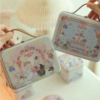 【現貨】【喜糖盒】Bunny lulu手提箱 粉色邦尼兔夫婦小兔子喜糖盒子 鐵盒 糖果盒