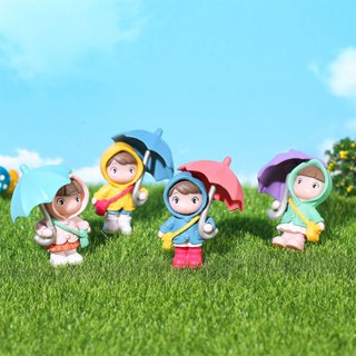 4 件/套宮崎駿動漫龍貓美與小貓巴士公仔美雨衣開傘 DIY 迷你 PVC 可動人偶模型娃娃玩具
