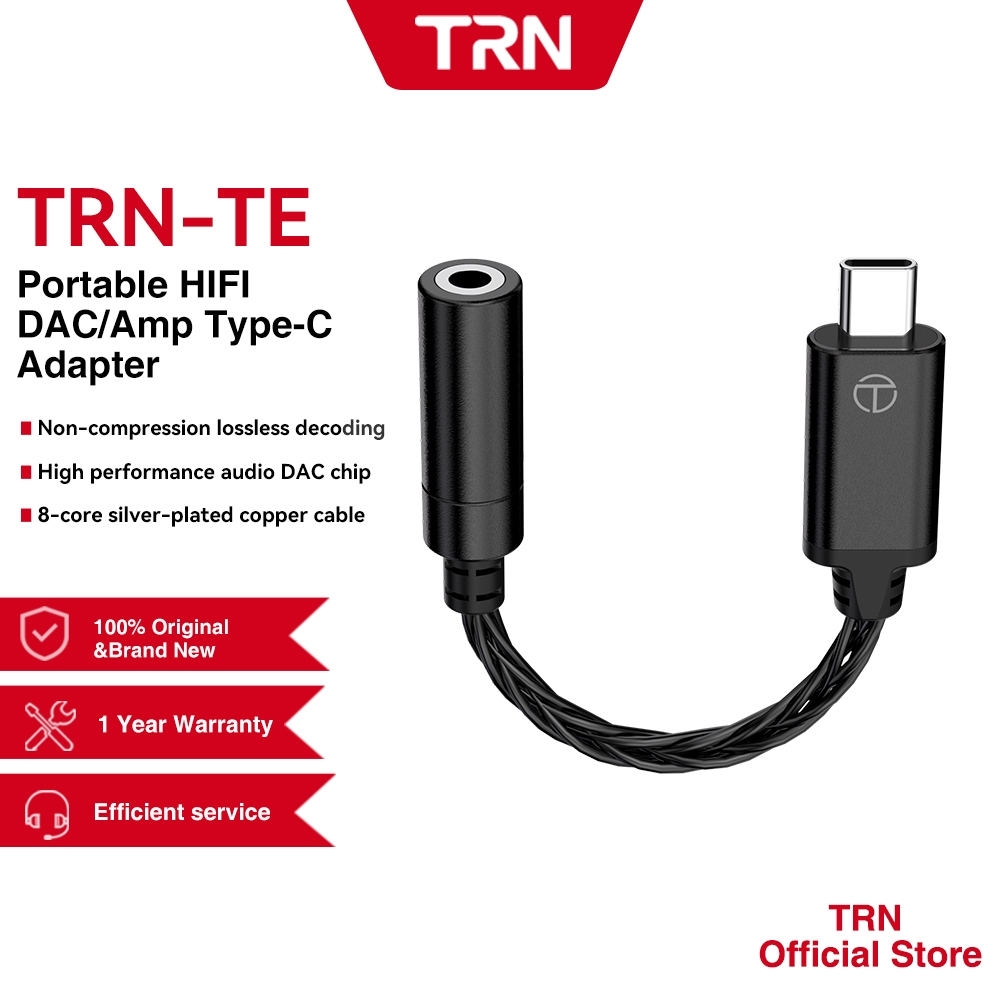 Trn-te 便攜式 HIFI DAC 3.5mm 轉 Type-C 適配器