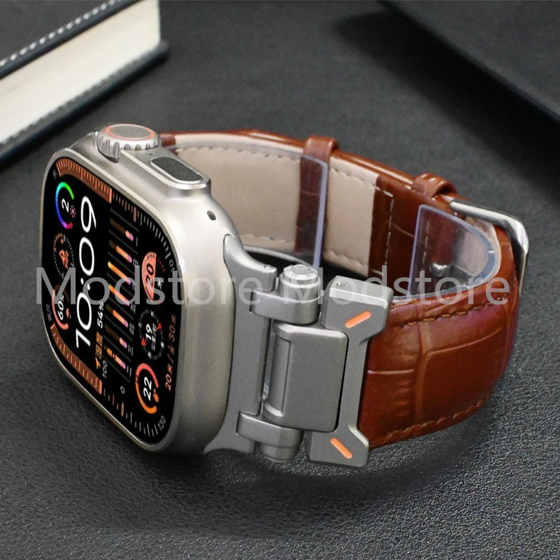 改裝皮革錶帶 適用於蘋果手錶Apple Watch Ultra 2 49mm 探索者連接器9 8 7 45mm
