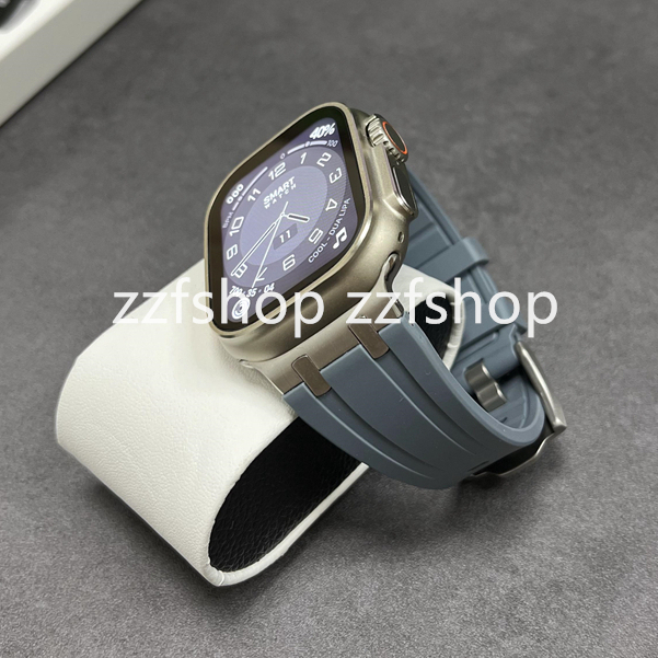 皇家橡樹AP錶帶 防水矽膠 適用Apple Watch Ultra 2 49mm原機鈦色錶帶 s9 8 7 se 44