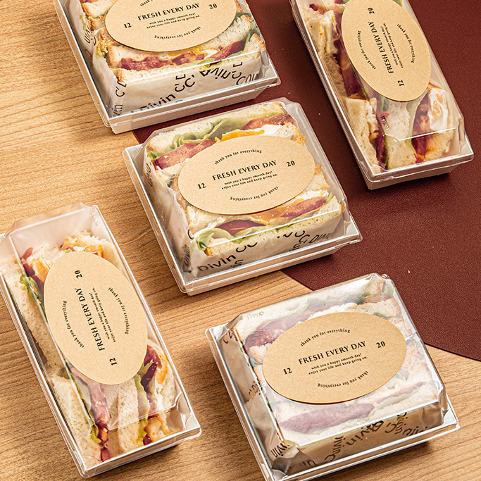 【現貨】【三明治包裝盒】三明治 包装盒 蛋糕盒子 蛋糕卷 打包盒 肉松小贝 甜品 烘焙 雪媚娘 方形盒