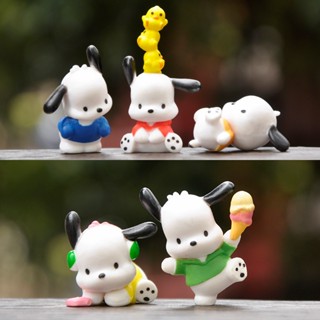 5 件/套動漫我的旋律公仔 Pochacco 小黃鴨 Q 版迷你 PVC 可動人偶模型桌面裝飾娃娃玩具