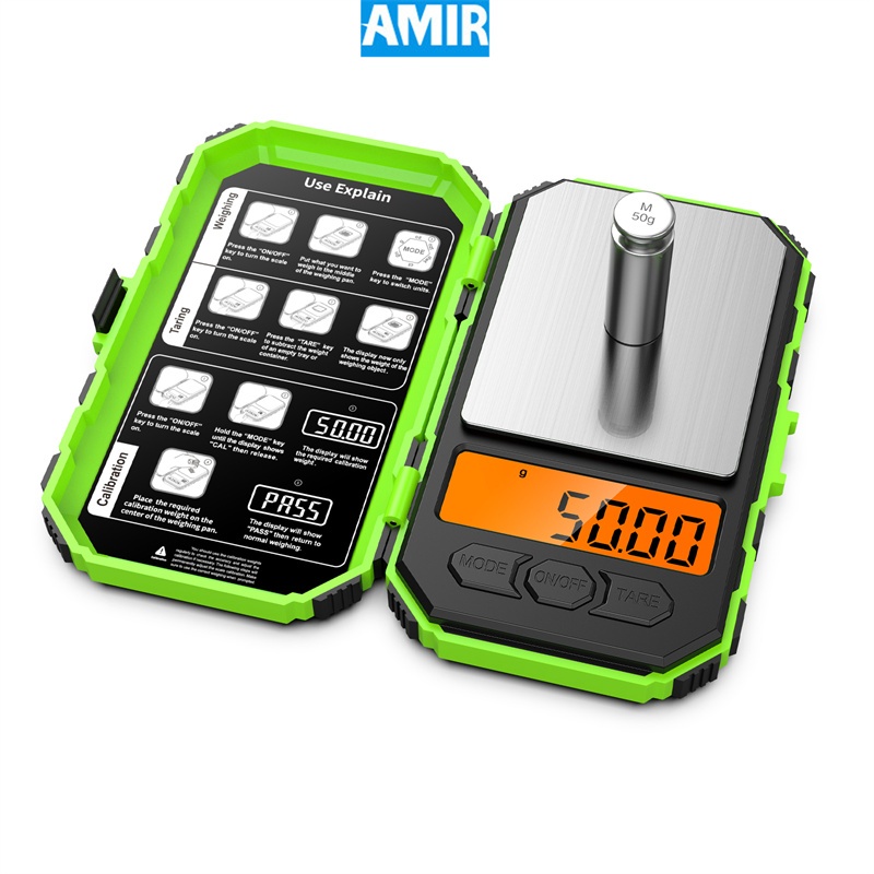 Amir 數字迷你秤 200g/0.01g 精密電子秤,便攜式袖珍智能秤,皮重功能,自動關閉,不銹鋼烹飪/藥物