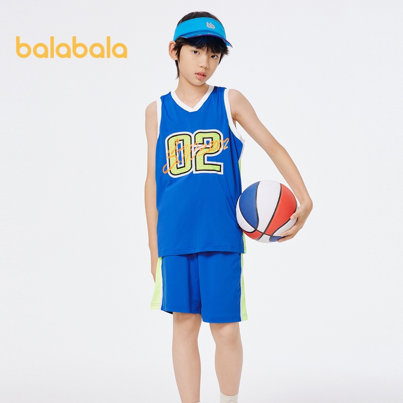 Balabala 兒童男孩衣服套裝無袖兩件套夏季運動套裝