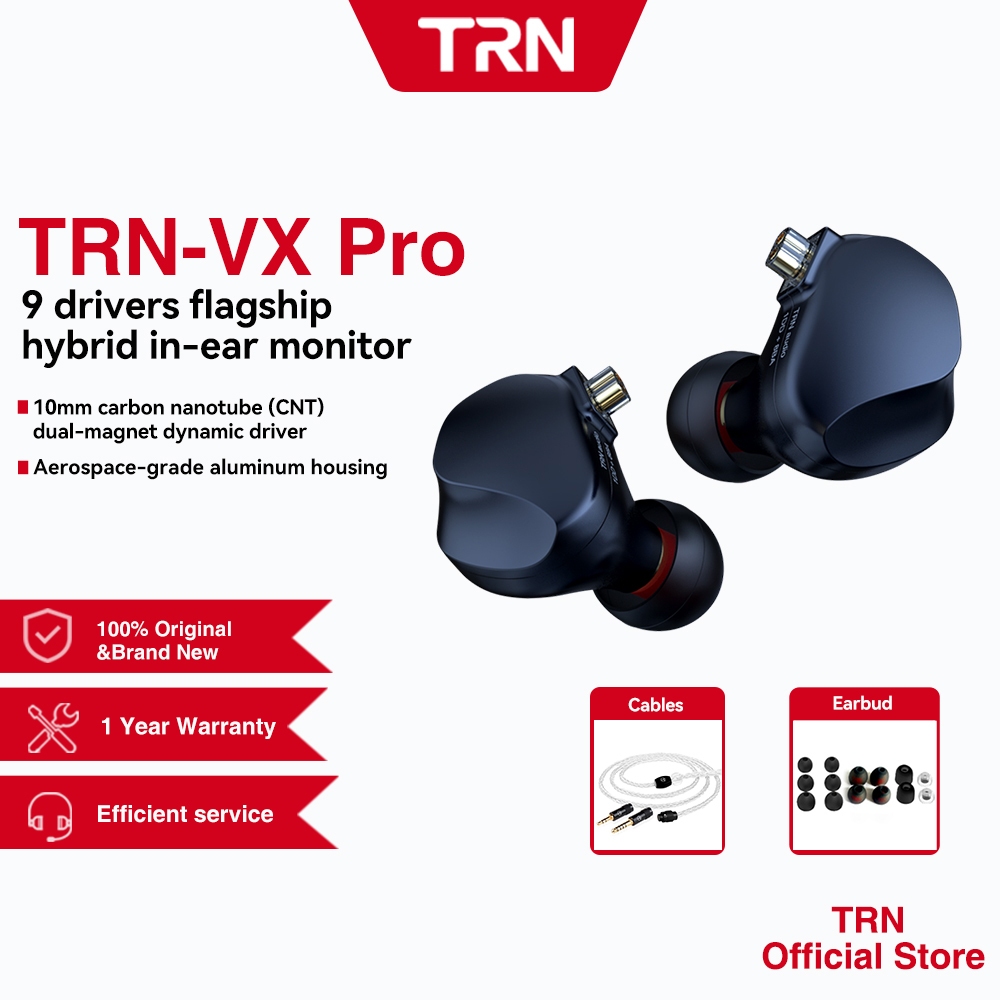 Trn VX PRO耳機8BA+1DD混合金屬EM HIFI DJ入耳式監聽低頻粘性功率高頻耐力