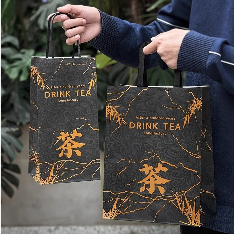 【客製化】【奶茶袋】奶茶 打包袋 牛皮紙袋 咖啡 手提袋 單雙杯 外賣紙袋子 批發 訂製 做印logo