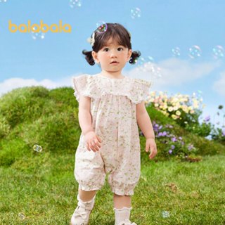 Balabala嬰兒連體衣嬰兒衣服嬰兒衣服哈佳爬行衣服女孩2024夏季甜美清新文藝