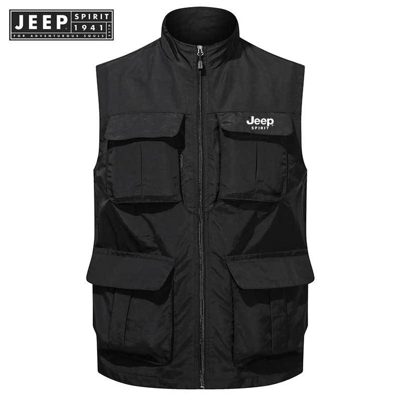 JEEP SPIRIT 1941 ESTD 春季新款男士薄款寬鬆背心工作服無袖背心