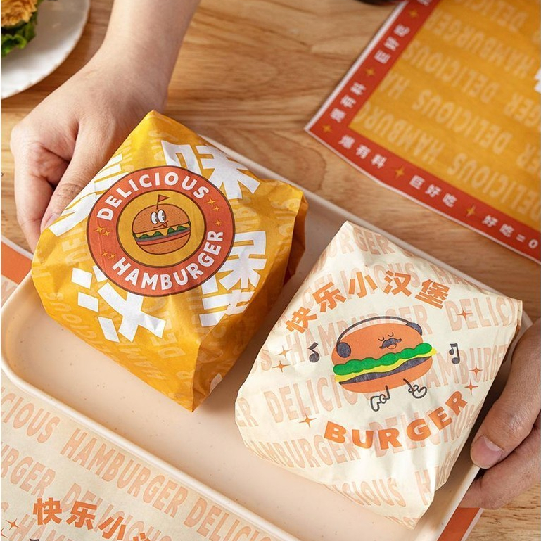 【現貨】【三明治包裝盒】 漢堡 包裝紙 專用三明治 海苔臺灣飯糰 商用食品級 防油紙袋盒子 一次性
