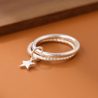 韓版時尚簡約雙層星星 一層麻花 一層磨砂個性戒指 批發R115
