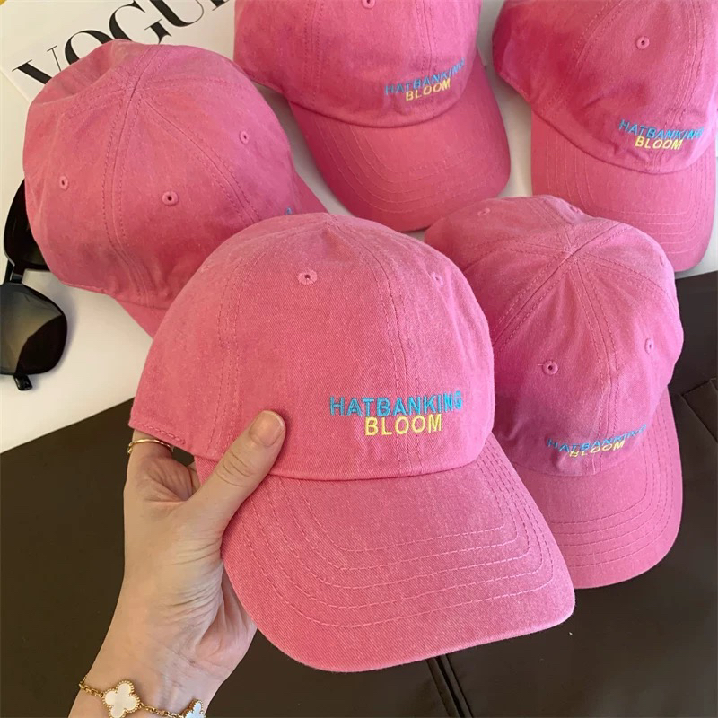 木瓜製品MG STUDIO/粉色帽子 甜妹棒球帽 字母刺繡鴨舌帽 大頭圍軟頂帽子 遮陽帽