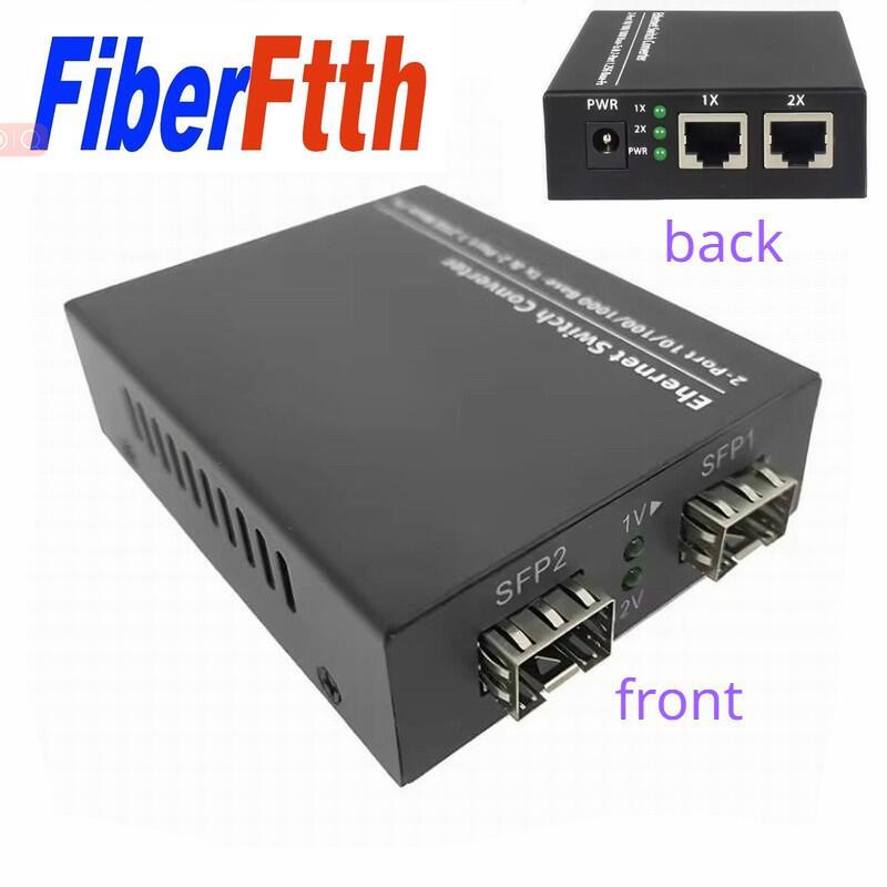 Ftth 單模千兆 10/100/1000M 光纖媒體轉換器 2 SFP 2 Rj45 以太網端口