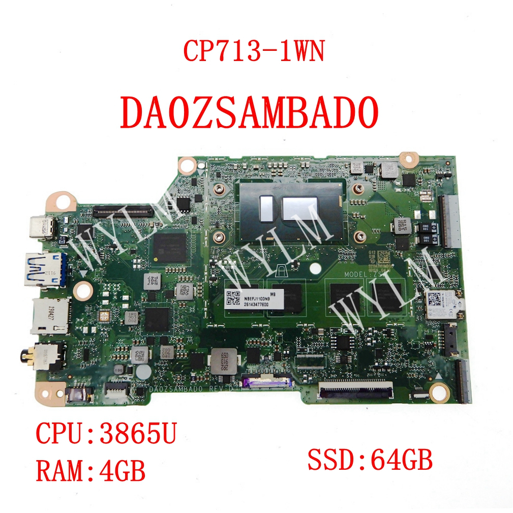 Da0zsambad0 3865U CPU 4GB-RAM 64GB-SSD 筆記本電腦主板適用於宏碁 Chromebo