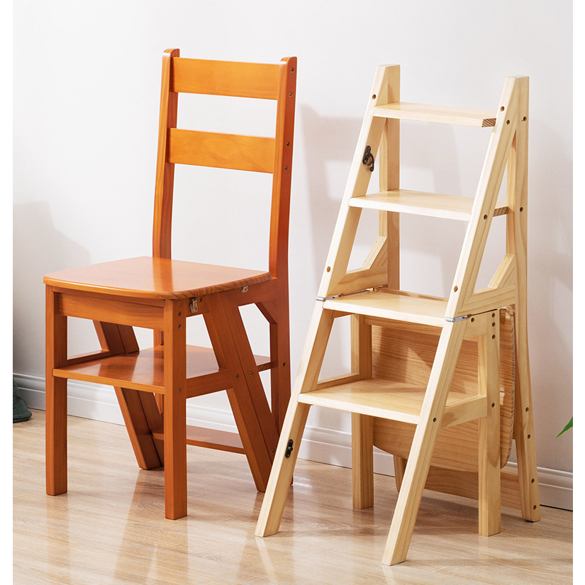 家用梯子 椅子摺疊 兩用梯凳 室內登高踏板樓梯多功能 實木梯椅